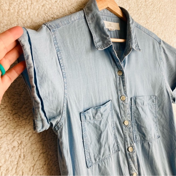 Thread & Supply Women's short sleeve chambray button down shirt dress, Sz S - Picture 6 of 17